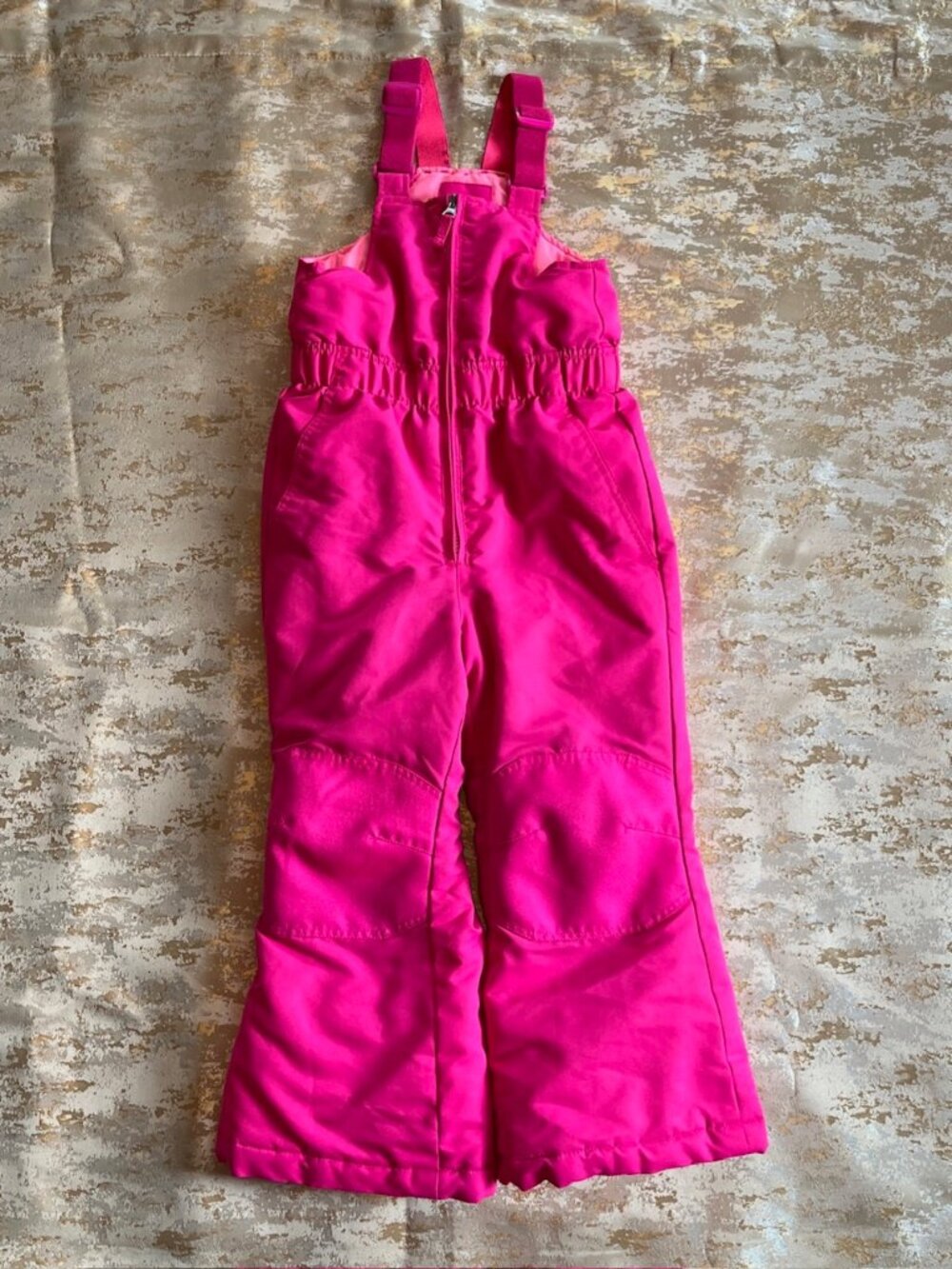 Faded Glory Pink Snow Bibs Girls size 4/5 XS Adjustable Straps Zipper Overalls